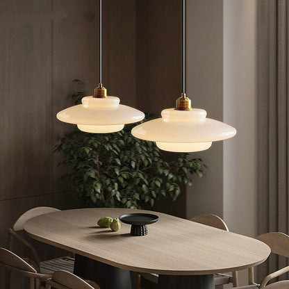 Astria Ivory Glass Pendant Light For Retro