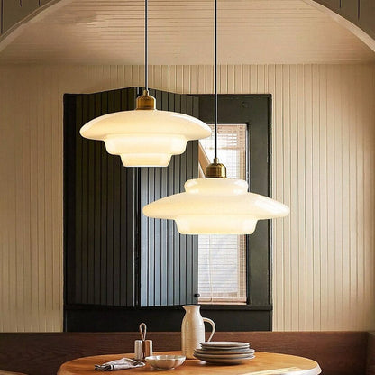 Astria Ivory Glass Pendant Light For Retro
