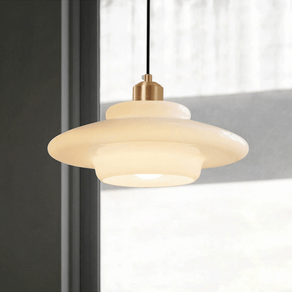 Astria Ivory Glass Pendant Light For Retro
