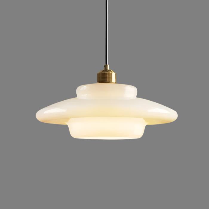 Astria Ivory Glass Pendant Light For Retro