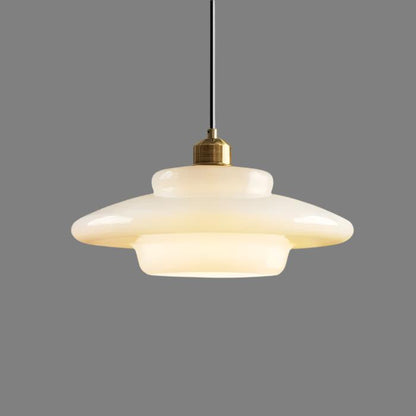 Astria Ivory Glass Pendant Light For Retro