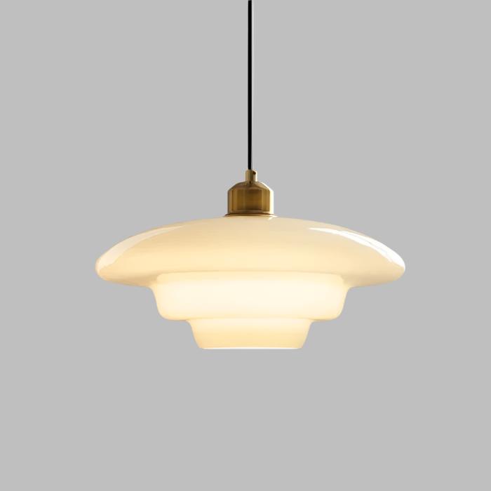 Astria Ivory Glass Pendant Light For Retro