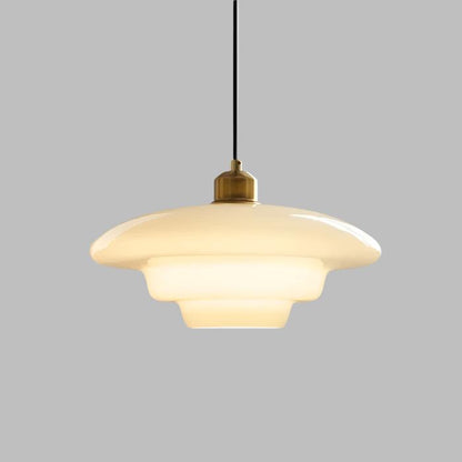 Astria Ivory Glass Pendant Light For Retro