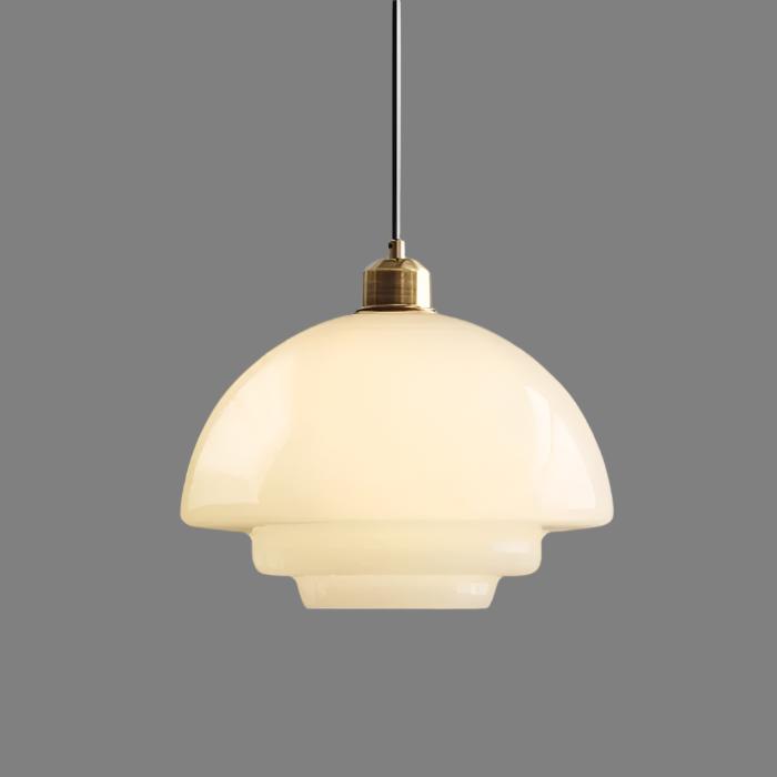 Astria Ivory Glass Pendant Light For Retro