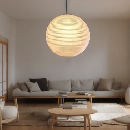 Japanese Rice Paper Lantern Ceiling Light – Minimalist Japandi Pendant Lamp