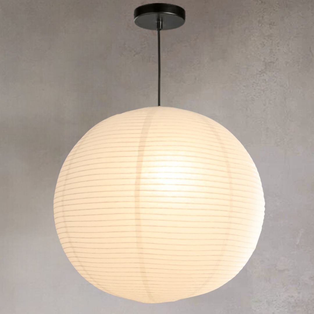 Japanese Rice Paper Lantern Ceiling Light – Minimalist Japandi Pendant Lamp