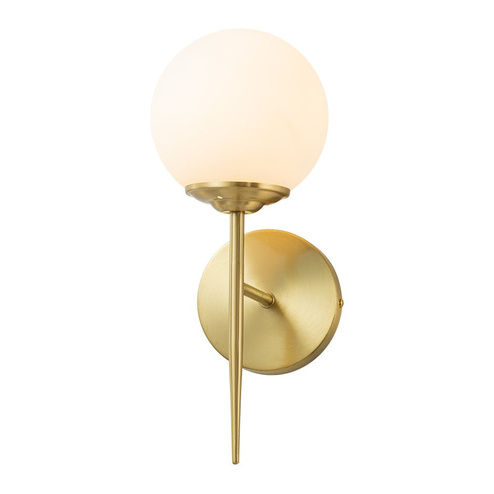 Aether Brass Glass Wall Sconce – Mid-Century Minimalist Design