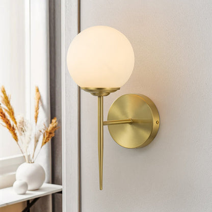Aether Brass Glass Wall Sconce – Mid-Century Minimalist Design