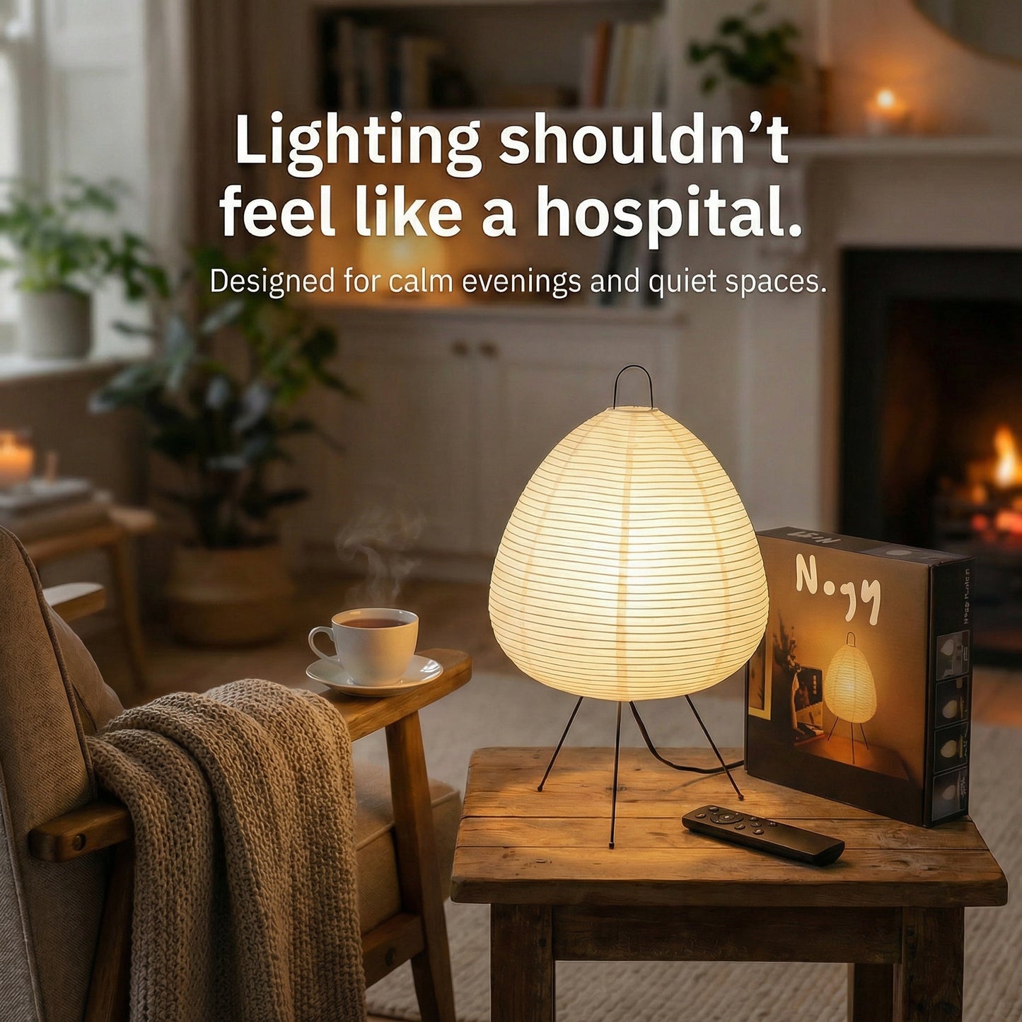 Japanese Rice Paper Table Lamp – Dimmable Lantern Light for Modern Interiors