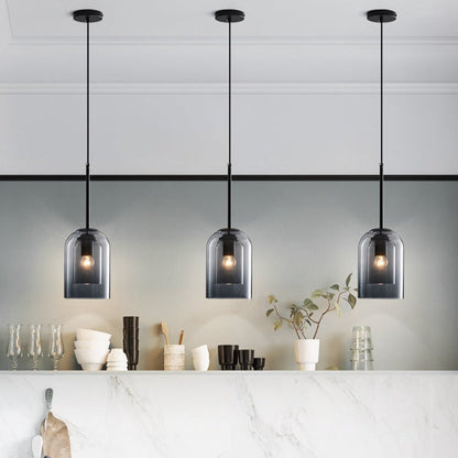 Mid-Century Pendant Lamps with Double Glass