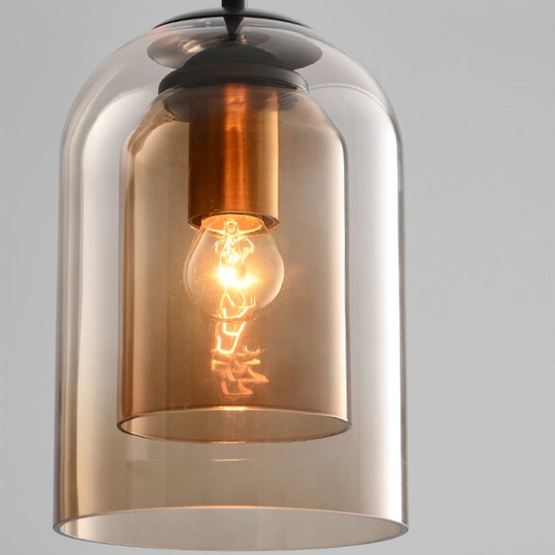 Mid-Century Pendant Lamps with Double Glass