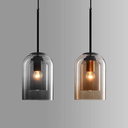 Mid-Century Pendant Lamps with Double Glass