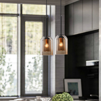 Mid-Century Pendant Lamps with Double Glass