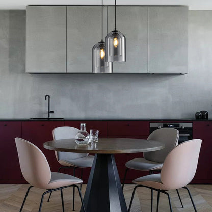 Mid-Century Pendant Lamps with Double Glass