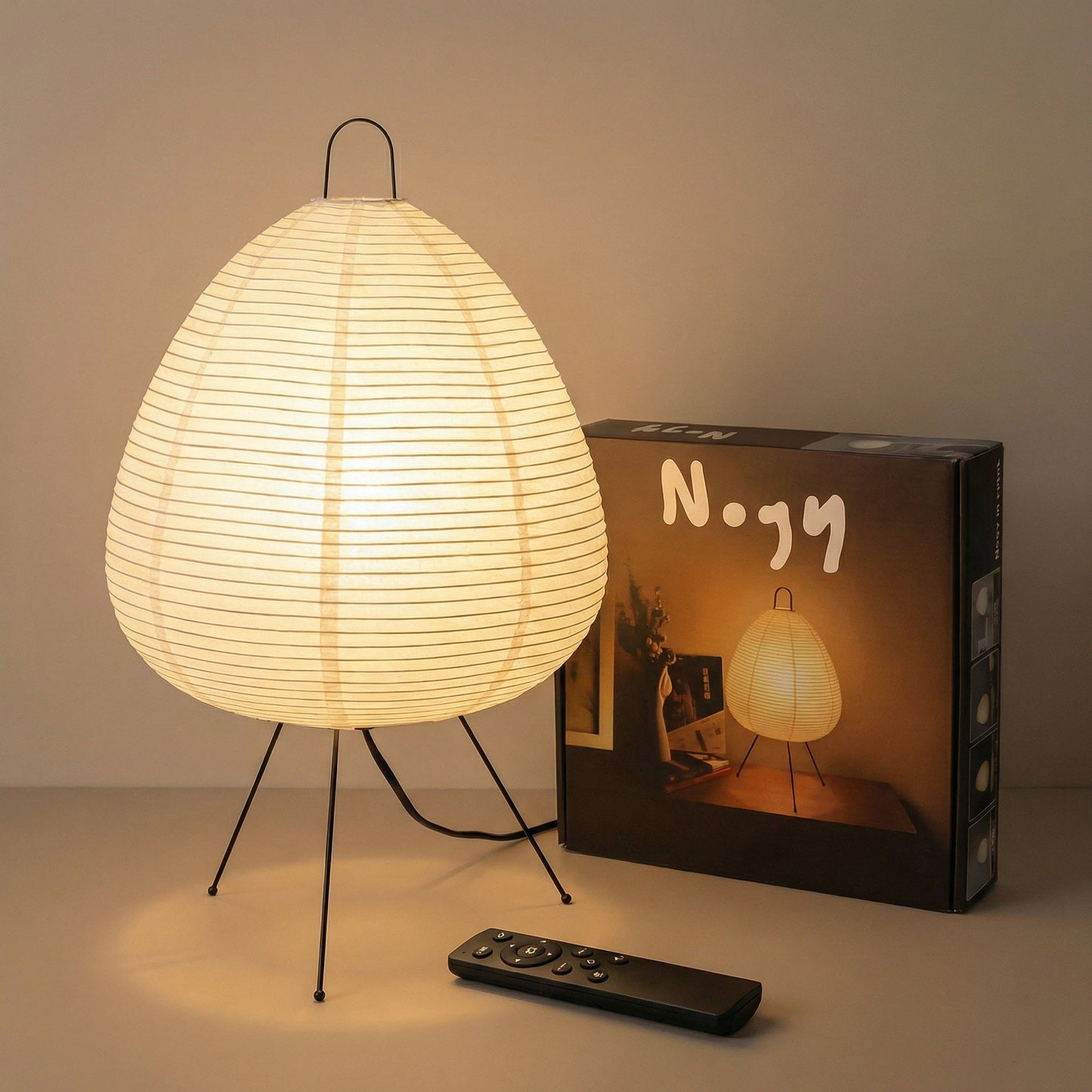 Japanese Rice Paper Table Lamp – Dimmable Lantern Light for Modern Interiors